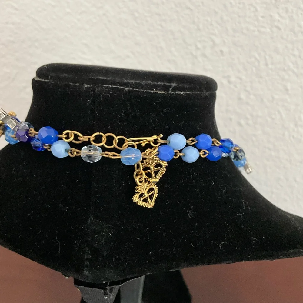 VIRGIN SAINTS & ANGELS Wrap Necklace with Crystals and Peace Cross - Picture 3 of 4